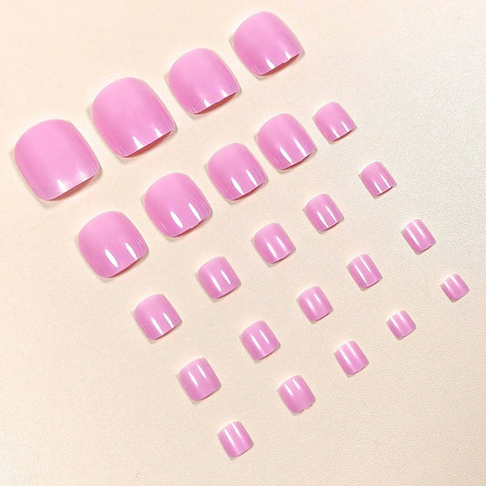 24PCS Baby Pink Toe Nail Short Square, Glossy Pure Soft Fake Toe Nail Press, Women Use Natural Fit Reusable Toe Acrylic Nails