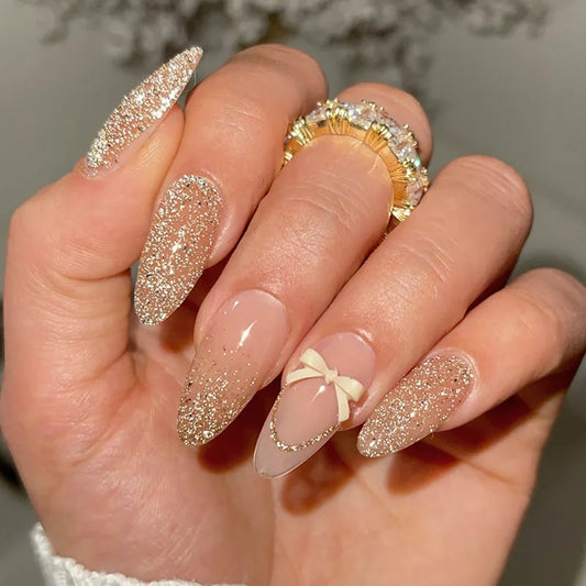 24pcs Baroque Style Fake Nails Spice Girls Red Heart Press on Nails Wearable Reusable Short Almond French False Nail Tips