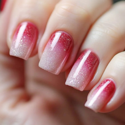 24Pcs Short Square Fake Nail Pink Irregular Line Design Full Cover Nails Tips for Woman Detachable Finished Press on False Nails