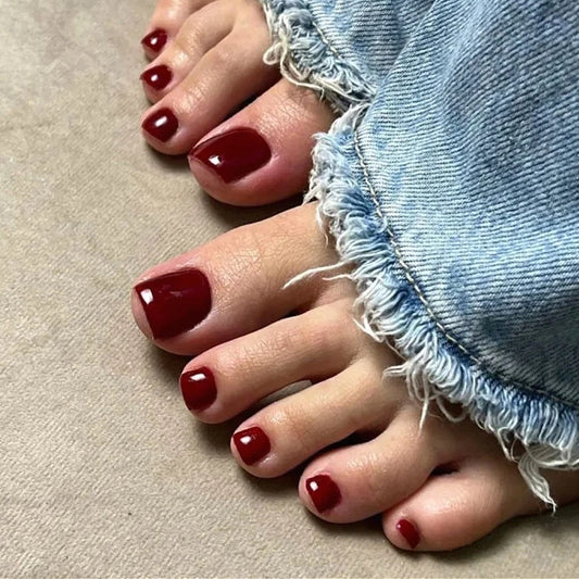 Stylish Gold French Nude Pink Wearable Nail Art Simple Fashion Fake Toenails Detachable Finished Toe False Nails Press on Nails