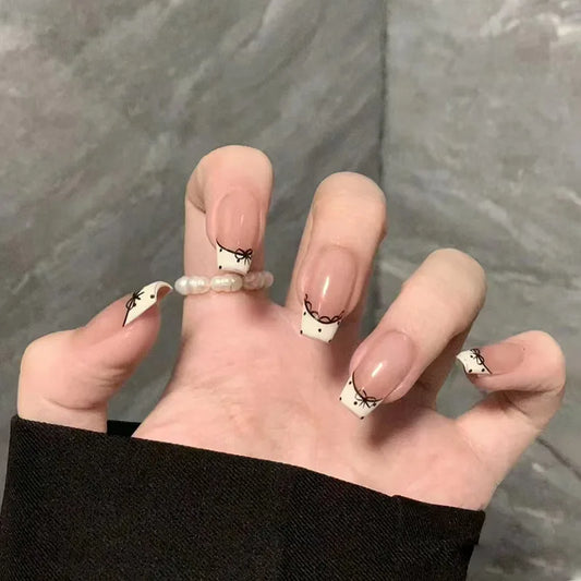 24Pcs Cat’s Eye Leopard Print Press on Fake Nails Mid-length Ballet False Nails with Rhinestone Detachable Full Cover Nail Tip