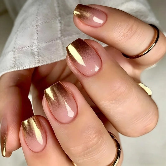 24Pcs Pink Glossy Short Press on Nails French Ballet Wearing Rhinestones Fashion Nail Tips Art Acrylic False Nails Set Versatile