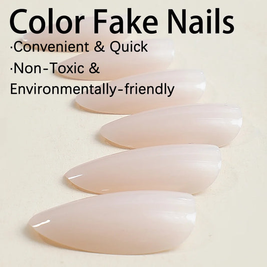 Nude Pink Almond Fake Nails Ins Simple False Nail Patch for Girl Women Wearable Full Cover Press on Nail Tips Nail Beauty Tool