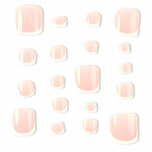 Instantly Upgrade Your Look With 24pcs-White French short square full-coverage false toe foot set