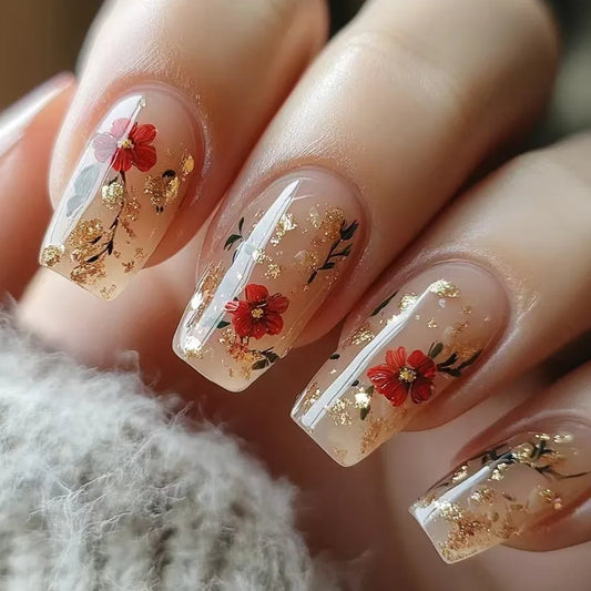 24Pcs Short False Nails with Shimmery Powder Ballet Nail Art Full Cover French Sheer Wearable Nail Manicure Tips for Girls Daily