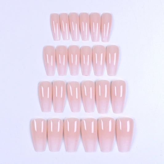 24pcs Long Coffin-Style Gradient Pressing Nails Gradient Colored Acrylic Fake Nails Reusable Glossy Fake Nails Suitable For Dail