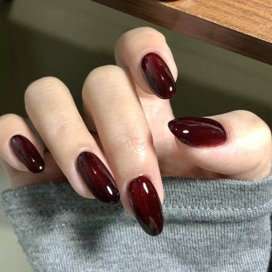 24pcs Pink Almond Press on Nails Simple Fake Nails Short False Nail Artificial Tips 네일팁 Накладные Ногти Uñas Postizas Mujer