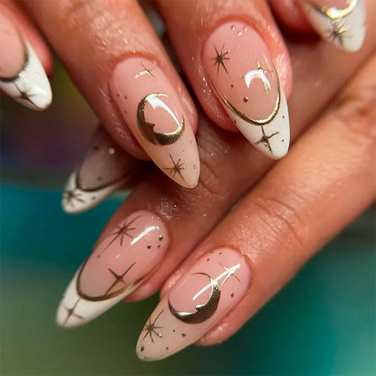 24pcs Bow Pearl Design False Nails French Cherry Stick on Nail Tips Simple Long Almond Fake Nail Art Reusable Press on Nails Set