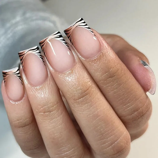 24pcs Bow Pink Fake Nails Art Sweet Short Ballet False Nail Tips Pearl Glossy Design Press on Nails Set Reusable Full Cover Nail