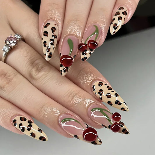 24Pcs Simple French Fake Nails with Almond Head Design Detachable 3D Irregular Star Pattern Press on False Nails Manicure Tools