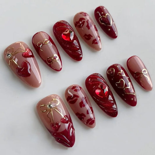 24Pcs Cat's Eye French Almond Press on Nails Tips with Star Moon Design False Nail Mid-length Oval Reusable Full Cover Fake Nail