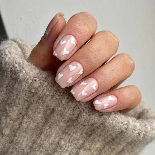 24pcs Nude Marble False Nails Coffin Ballerina Press on Nail Tips Full Cover Wearable Fashion Lady Fake Nail Patch for Girls