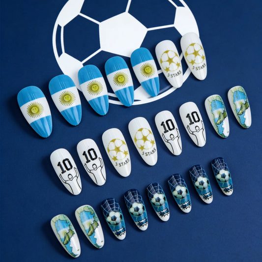 24Pcs Football Press on Nails Fanatic Football-Themed Fake Nails Art Set-Perfect For Watching Games And Sports Party-Simple Diy