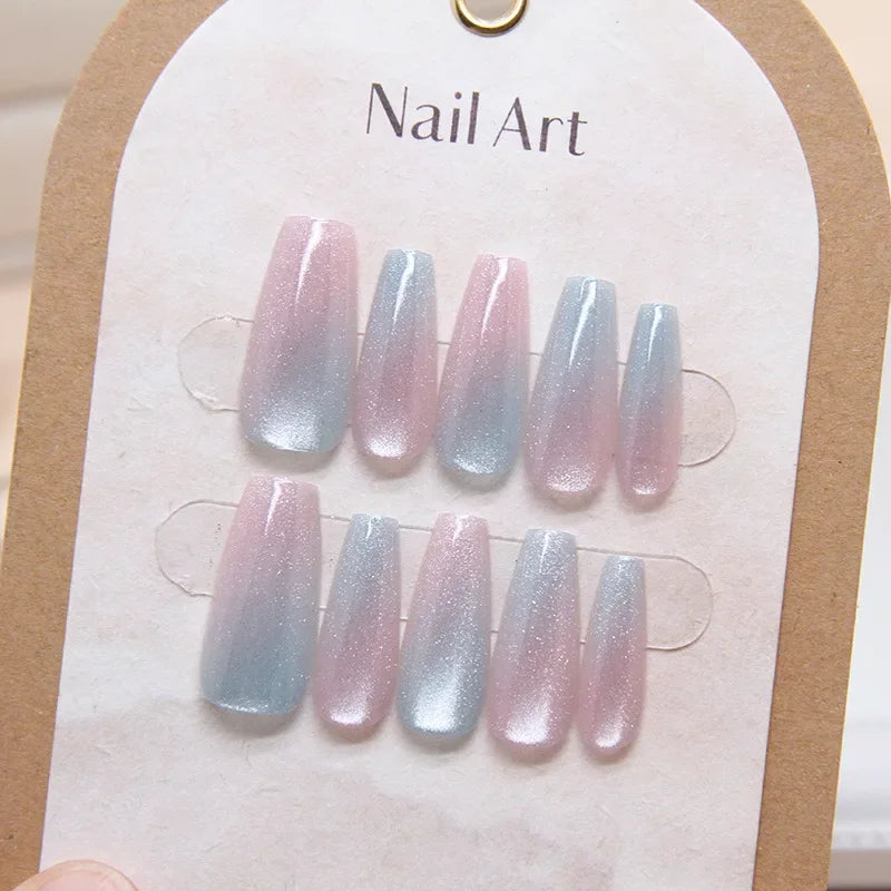 Medium length coffin press-on nails