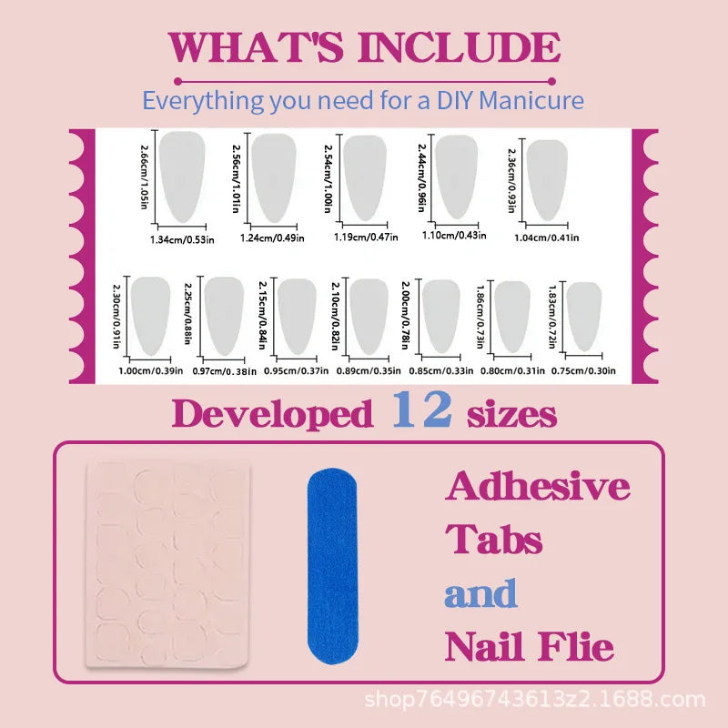 24Pcs False Nails Gold-Plated French Manicure Blue Cat-Eye and Nude-Colored Press-On Nails—Perfect As A Gift for Girl and Friend