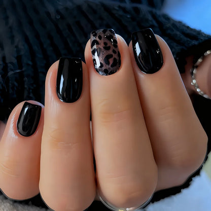24pcs Press on Nails Short Almond Bowknot Black Press on Nails White Pearl Sweet French Tip Press on Nails Cute Nail Artificial
