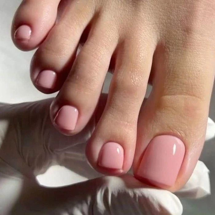 Silver Glitter White French Simple Wearable Nail Art Fashion Fake Toenails Detachable Finished Toe False Nails Press on Nails
