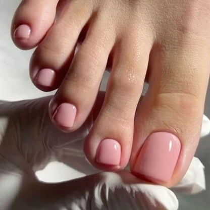 Silver Glitter White French Simple Wearable Nail Art Fashion Fake Toenails Detachable Finished Toe False Nails Press on Nails