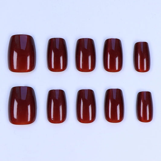 10pcs French-Press Red Cat'S Eye Square False Nails Reusable Acrylic Nails Full Coverage Acrylic False Nails For Daily Wear