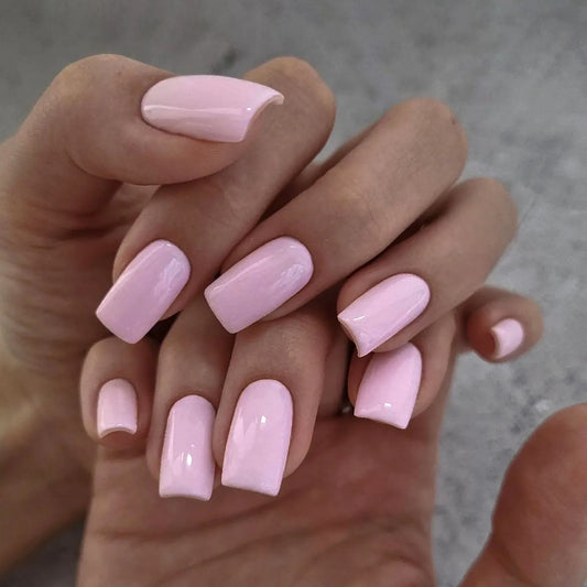 24pcs Nude Pink False Nail for Girl Women Ins Simple Style Short Round Acrylic Nails Patch Manicure Detachable Fake Nail Tips