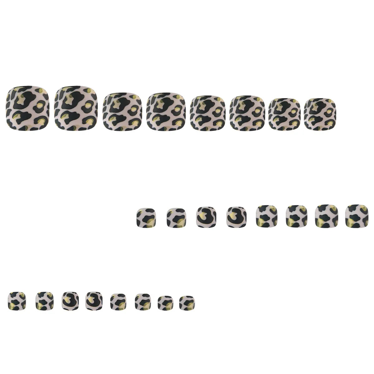 24PCS Black Leopard Print Press on Toe Nails Elegant Ins False Toenails Spice Girl Full Cover Wearable Simple Foot Fake Nail Set