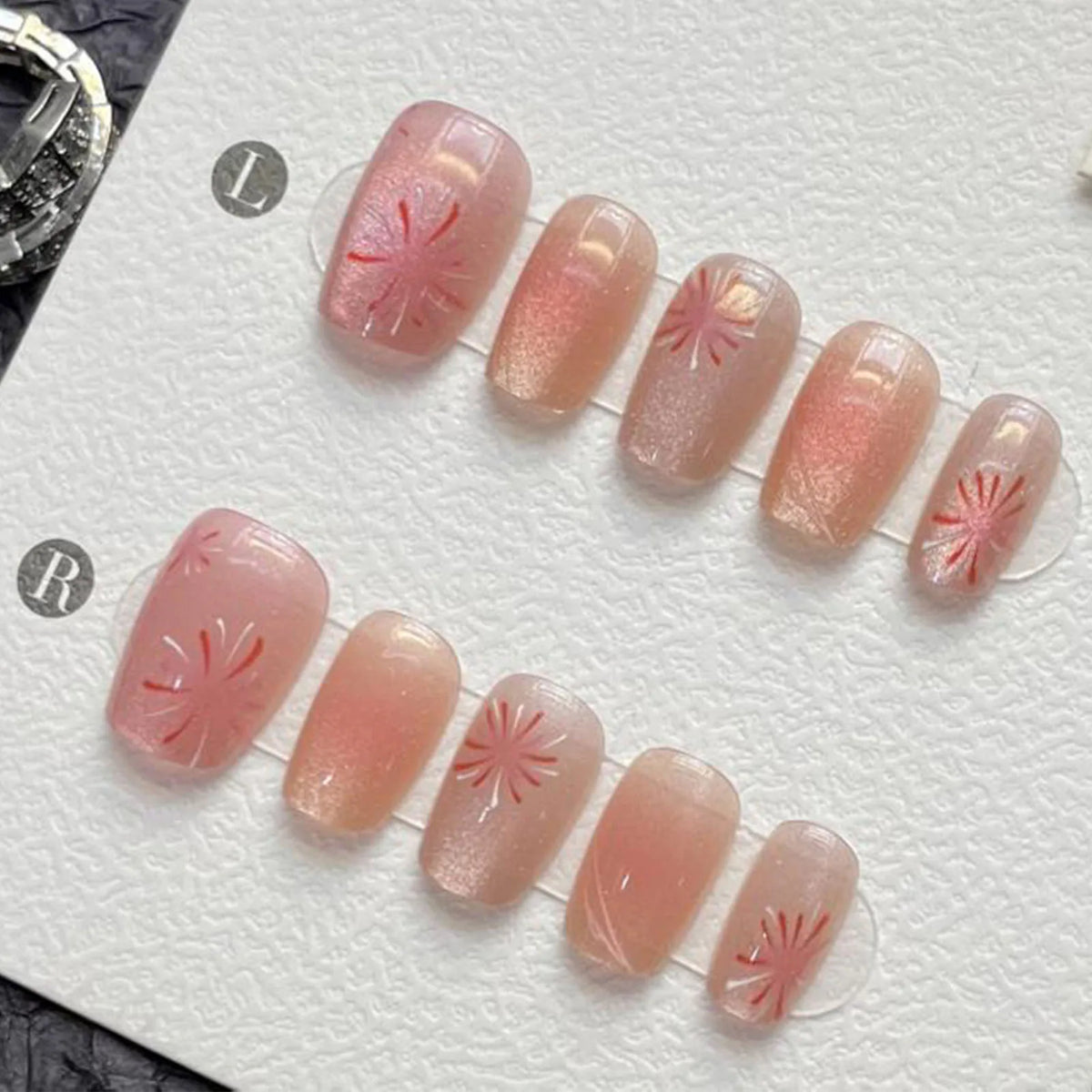 Handmade Clown Designs False Nals White French Long Stiletto Press On Nails Glossy Pink Wearable Fake Nail Patches For Party