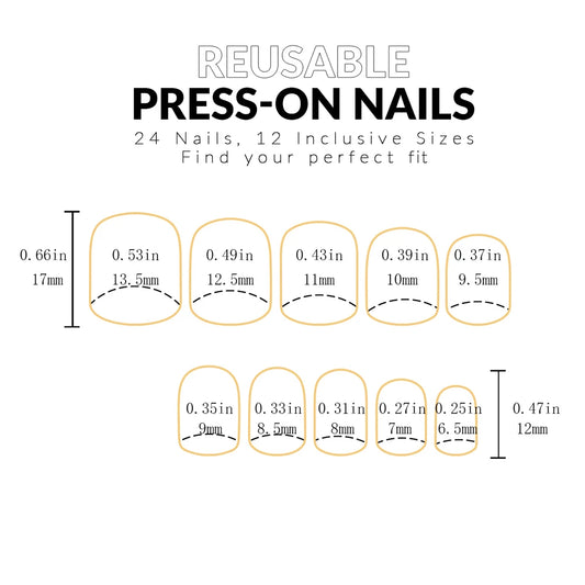 24pcs Short Square Black France Full Cover Fake Nail Set 1pc Nail File & 1Nail Glue Sticker Kit Nails For Girl Mother Women Gift