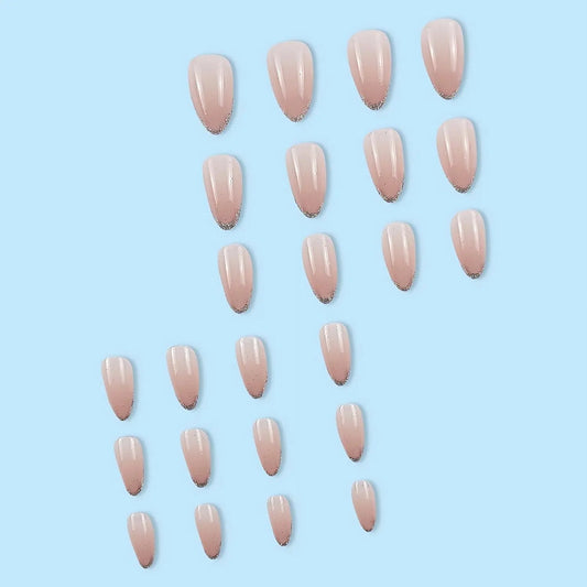 24pcs Short French Gradient Pink & White False Nails For Party, Dance, Daily Wear Press On Nails Nail Supplies