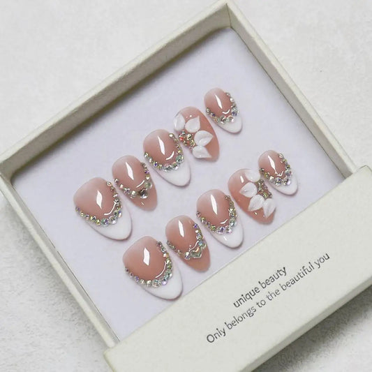 10pcs high-end Lightly luxurious and minimalist style, hand-painted decorative patterns, dazzling stacked diamonds handmade fake