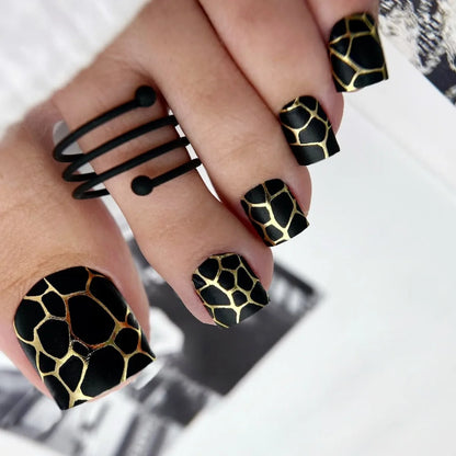 24Pcs Short Square Head Fake Toenails with Marble Texture Design False Nails Press on Reusable Finished Full Cover Nail Tip Art