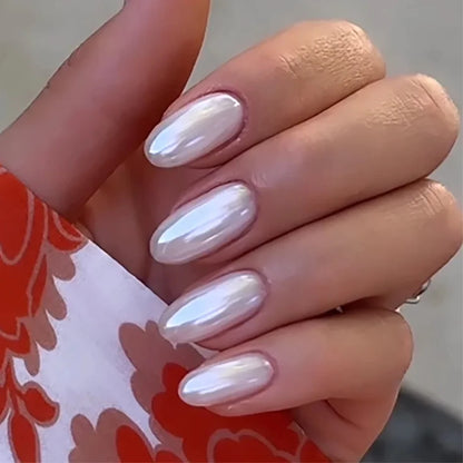 Eclipse – Black Pearl Glossy Almond Press-On Nails