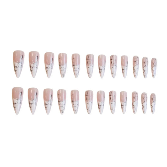 24pcs Gothic Punk Fake Nails European Long Pointed Shaped False Nail Tips Full Cover Wearable Spicy Girls Press on Nails