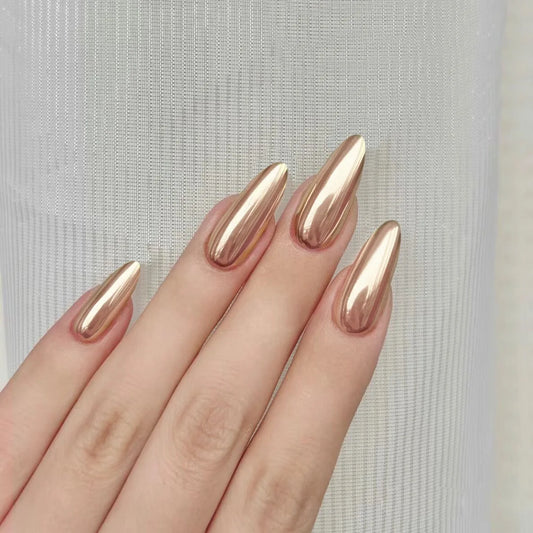 24pcs Cat's Eye Almond Fake Nails Art Blue Short Oval False Nail Tip Reusable Solid Color Press on Nails Glitter Full Cover Nail