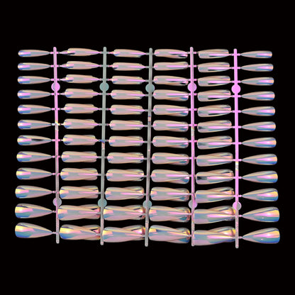 120Pcs extra long pink electroplated stiletto press-on nails, glossy texture, detachable design, easily upgrade your nail style,