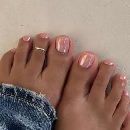 Wine Red Solid Color False Nails Art Simple French Pink White Polk Dot Summer Beach Fake Toenails Charms Cat Eye Press on Nails