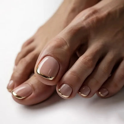 24Pcs Nude Pink Color Fake Nails Summer Barefoot Decor French Press On Toe Nails Women Girls Wearable False Nails Patches