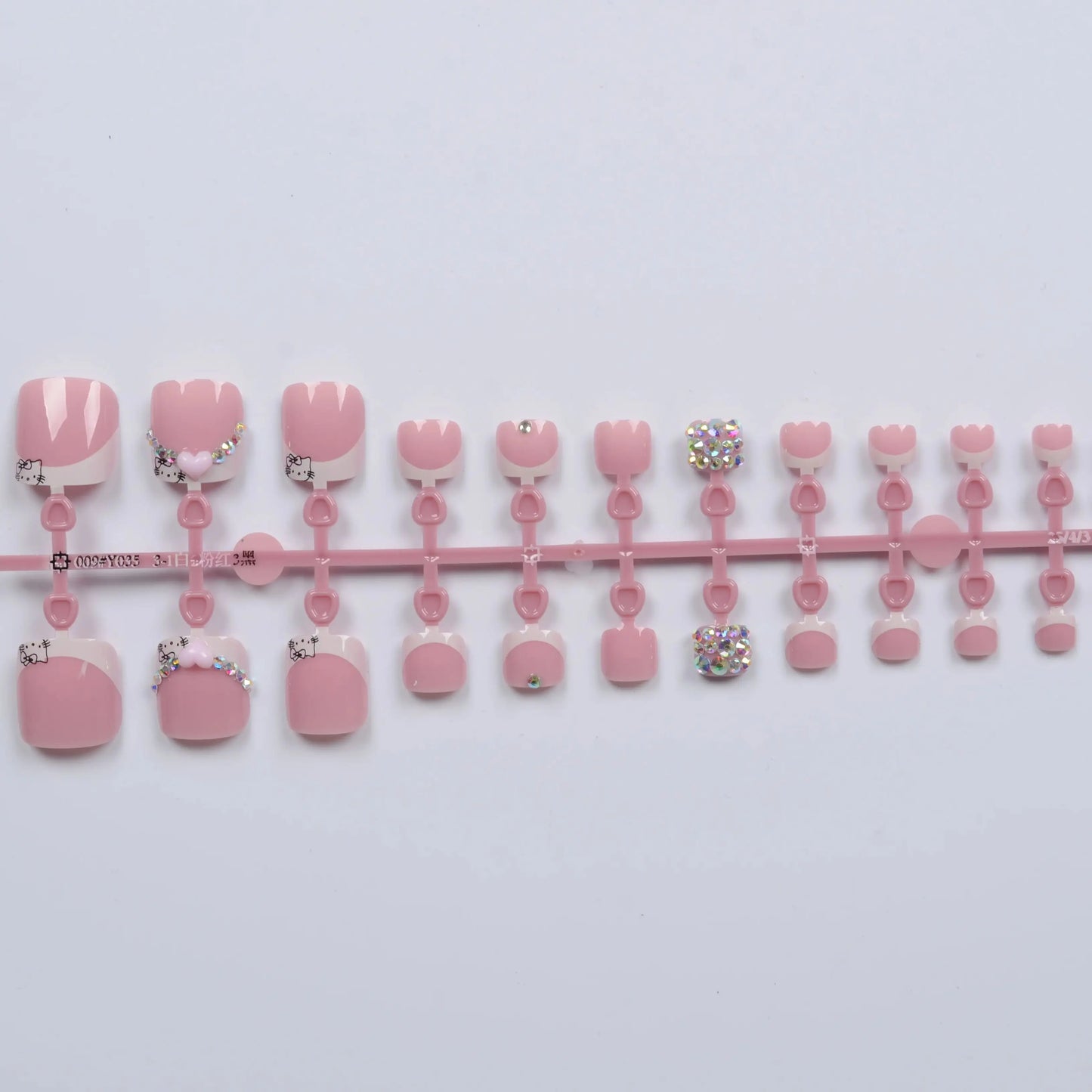 24Pcs Toenail Patch White French Wear Nail Art Three-Dimensional Pink Small Heart Fake Nail