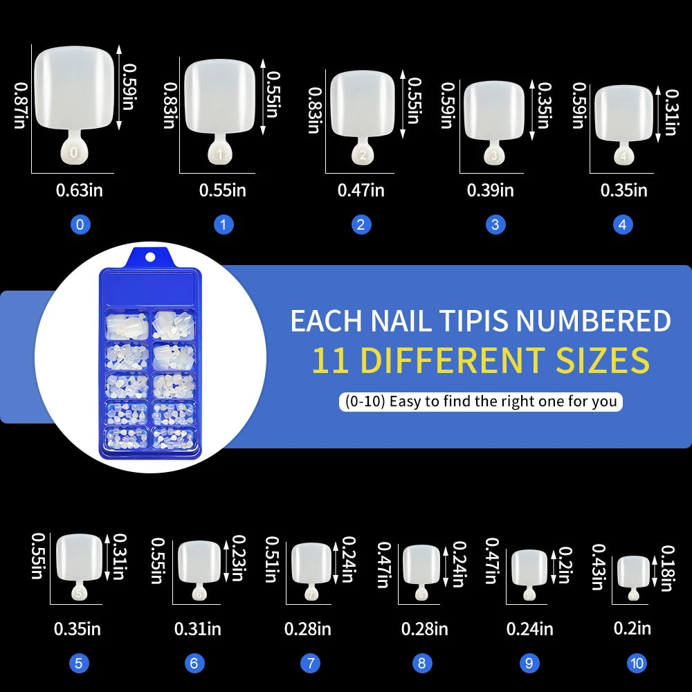 100Pcs White Clear Square Toenail Tips Short Press On Toenails Acrylic Fake Toe Nails Full Cover Artificial Foot Extension Tips