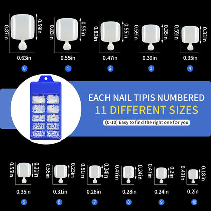 100Pcs White Clear Square Toenail Tips Short Press On Toenails Acrylic Fake Toe Nails Full Cover Artificial Foot Extension Tips