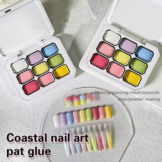 9-color pat glue, vivid nail colors, gradient nail decoration charm, creative nail design, hot selling trend