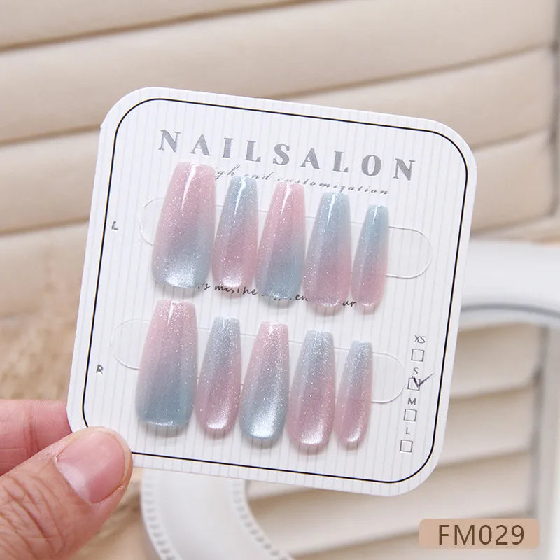 Mermaid – Cat Eye Gradient Medium Coffin Press-On Nails
