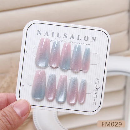 Mermaid – Cat Eye Gradient Medium Coffin Press-On Nails