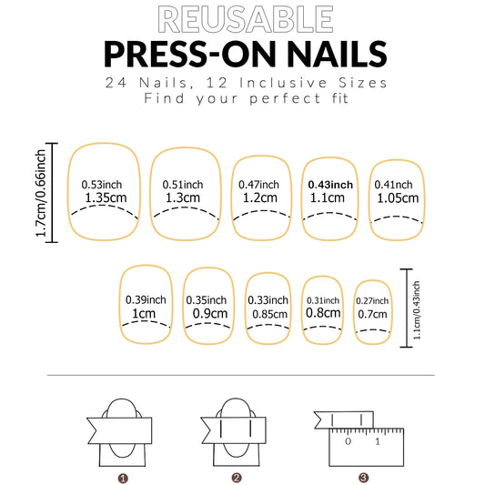 144PCS-Short Square Blue Series Fake Nails Art Set- Full Cover Fake Nail Set For Stylish Women & Girls, Perfect for Daily