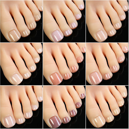 120Pcs Nude Pink Short Square Press On Toenails Natural -Solid Color Soft Gel Fake Toenails 12 Sizes Full Cover False Toe Nail