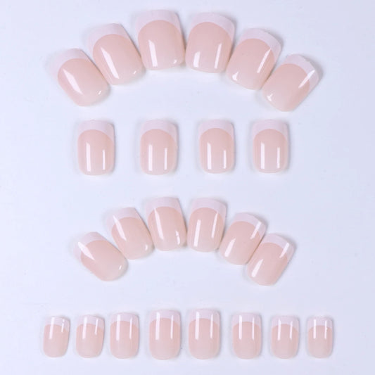 24pcs Press on Nails Short Bowknot Black Press on Nails Sweet French Tip Press on Nails Cute Nail Artificial