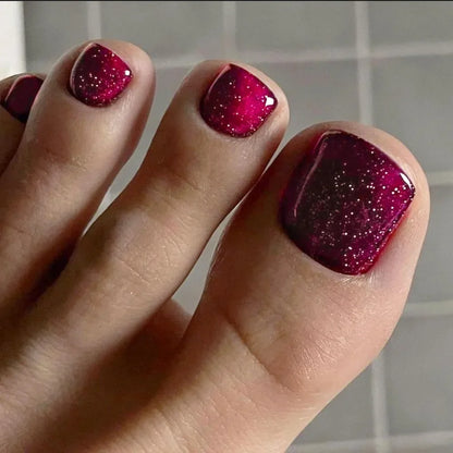 Wearable Manicure Fake Toenails Faux Fingernails Square Head Foot Nail Tips Short Length Full Cover False Toe Nails Women