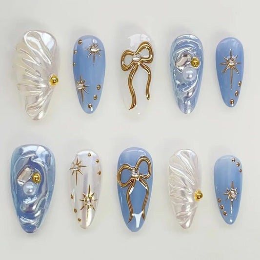 24pcs Press on Nails Tips Strawberry Rabbit Design Almond False Nails Sets Gradient Green Fake Nail Finished Detachable Manicure