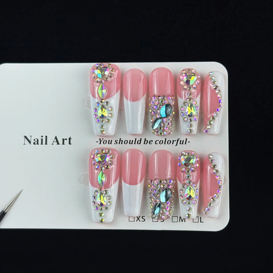 10pcs high-end Sweet and girlish style, hand-painted three-dimensional heart-shaped diamond, sparkling pile diamond handmade