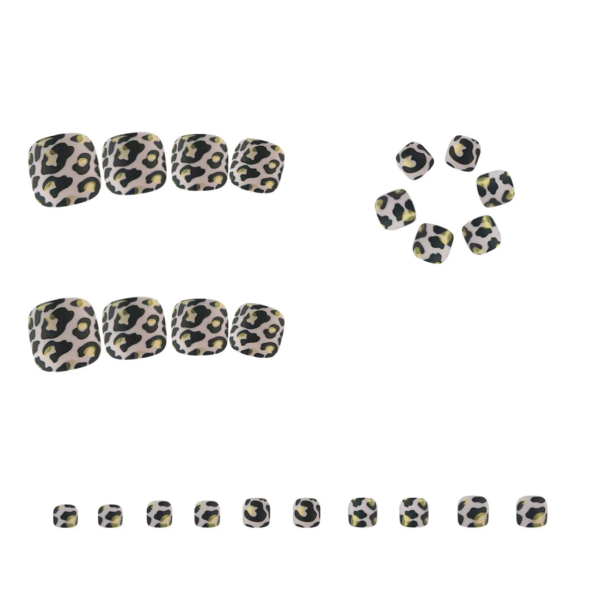 24PCS Black Leopard Print Press on Toe Nails Elegant Ins False Toenails Spice Girl Full Cover Wearable Simple Foot Fake Nail Set