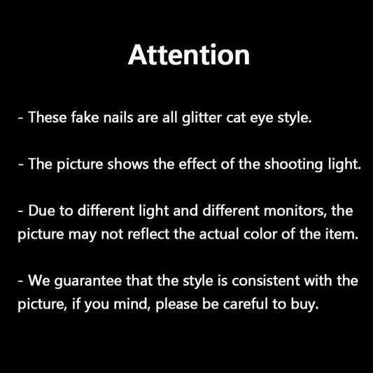 Glitter Blue Gradient Cat Eye Wearable Fake Nails Solid Color Fashion Detachable Finished False Nails Press on Nails with Glue